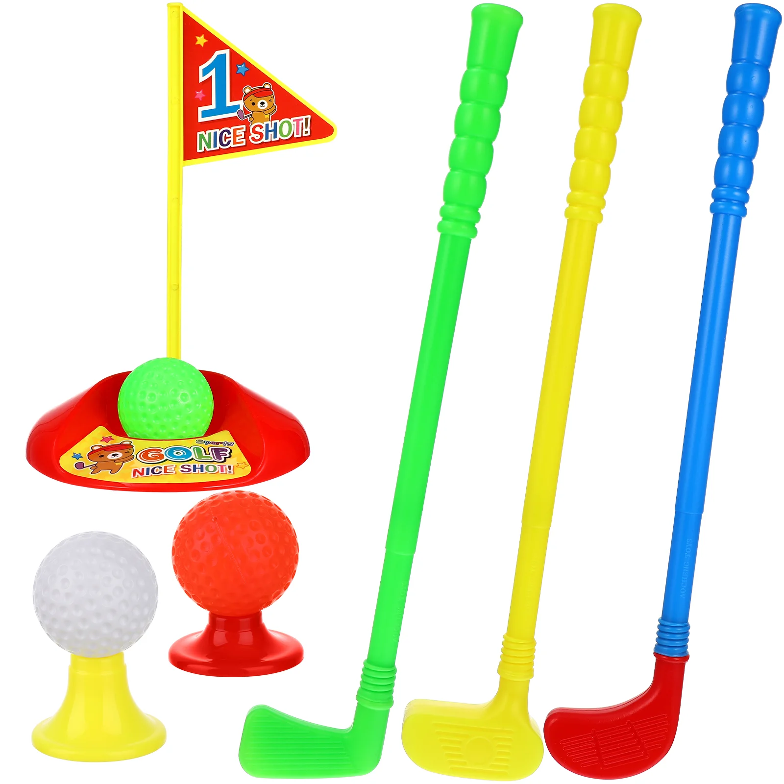 Brinquedos educativos do golfe para crianças, Kits de golfe plásticos para crianças, gramado ao ar livre e esportes interiores