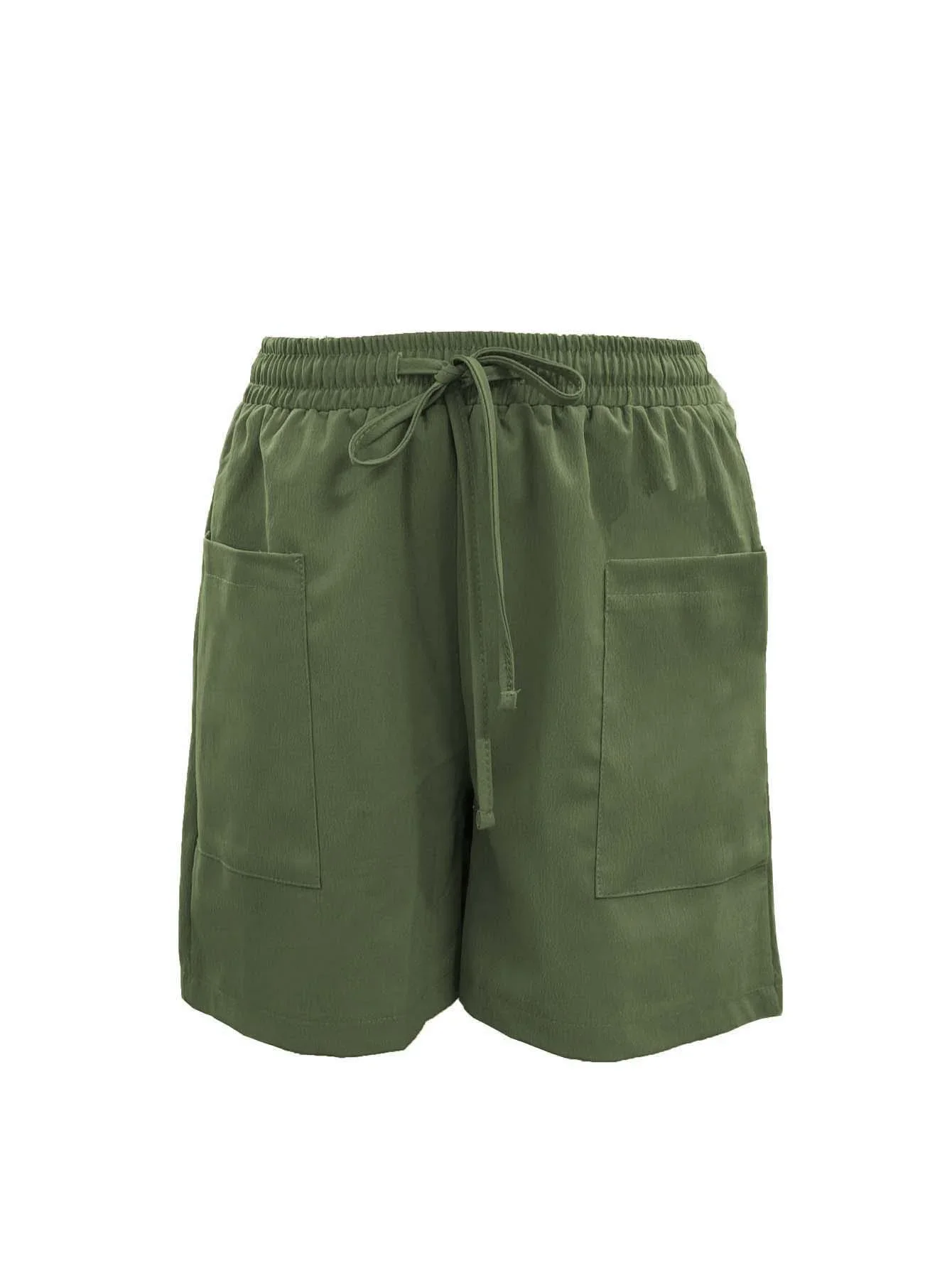Fotografia 3: Shorts femininos de cintura alta de 4 polegadas verão – shorts casuais soltos com bolsos, bermuda de cor sólida para roupas