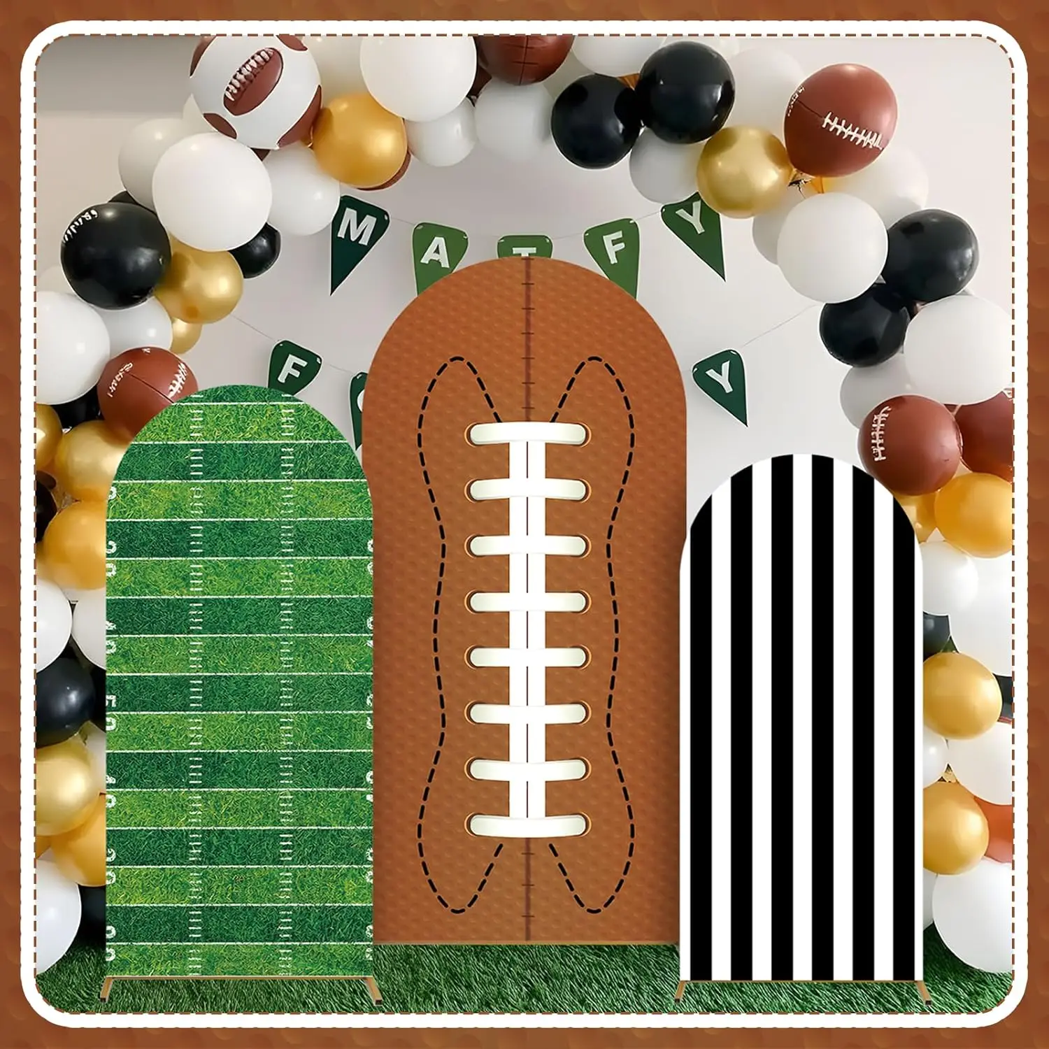 Custom 2-sided Football Arched Backdrop Cover Kids Birthday Cake Table Background Sports Themed Football Field Arch Supplies