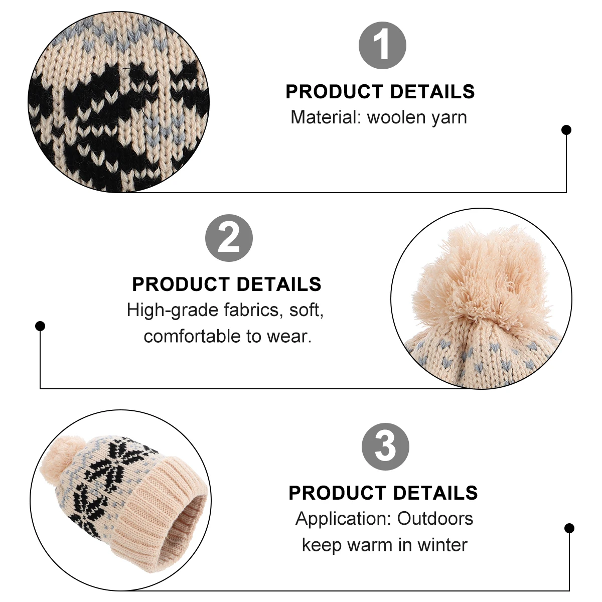 

Christmas Beanie Warm Woolen Snowflake Knitted Warm Hat Xmas Cap Winter Fashion Cozy Lightweight Christmas Hat