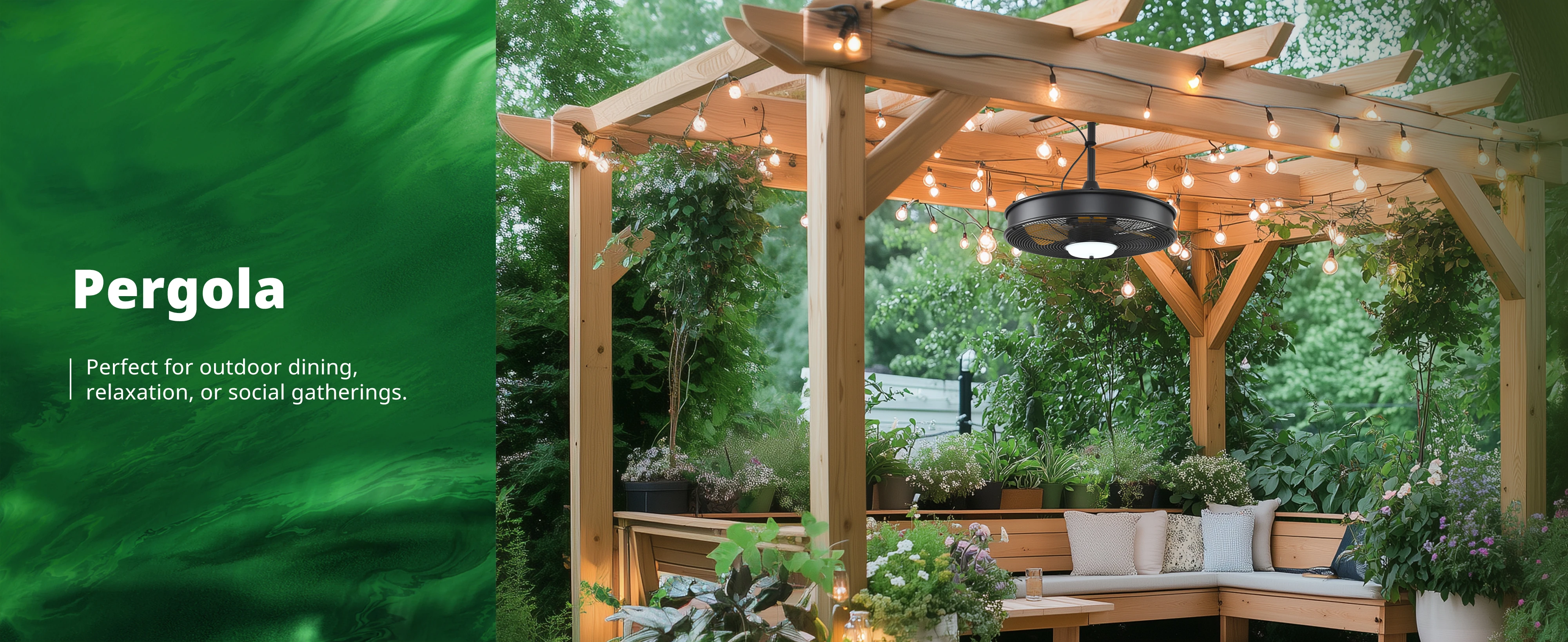 Orison 22'' Outdoor Ceiling Fans with Lights, Wet Rated Gazebo Fan with Remote, Plug in Hanging Fan for Patio Waterproof, App Controll
