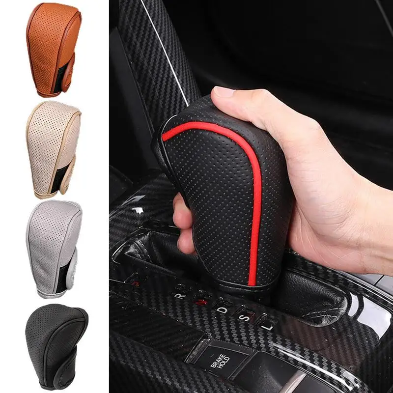 

PU Leather Car Gear Shift Knob Cover Non-slip Grip Handle Manual Protective Cover Auto Gear Stick Cover Car Interior Accessories