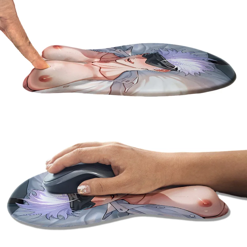 

3D Mouse Pad Man Anime Pectoral Muscle Wrist Rest Gojou Satoru Dark Style Design Playing Games Office Use