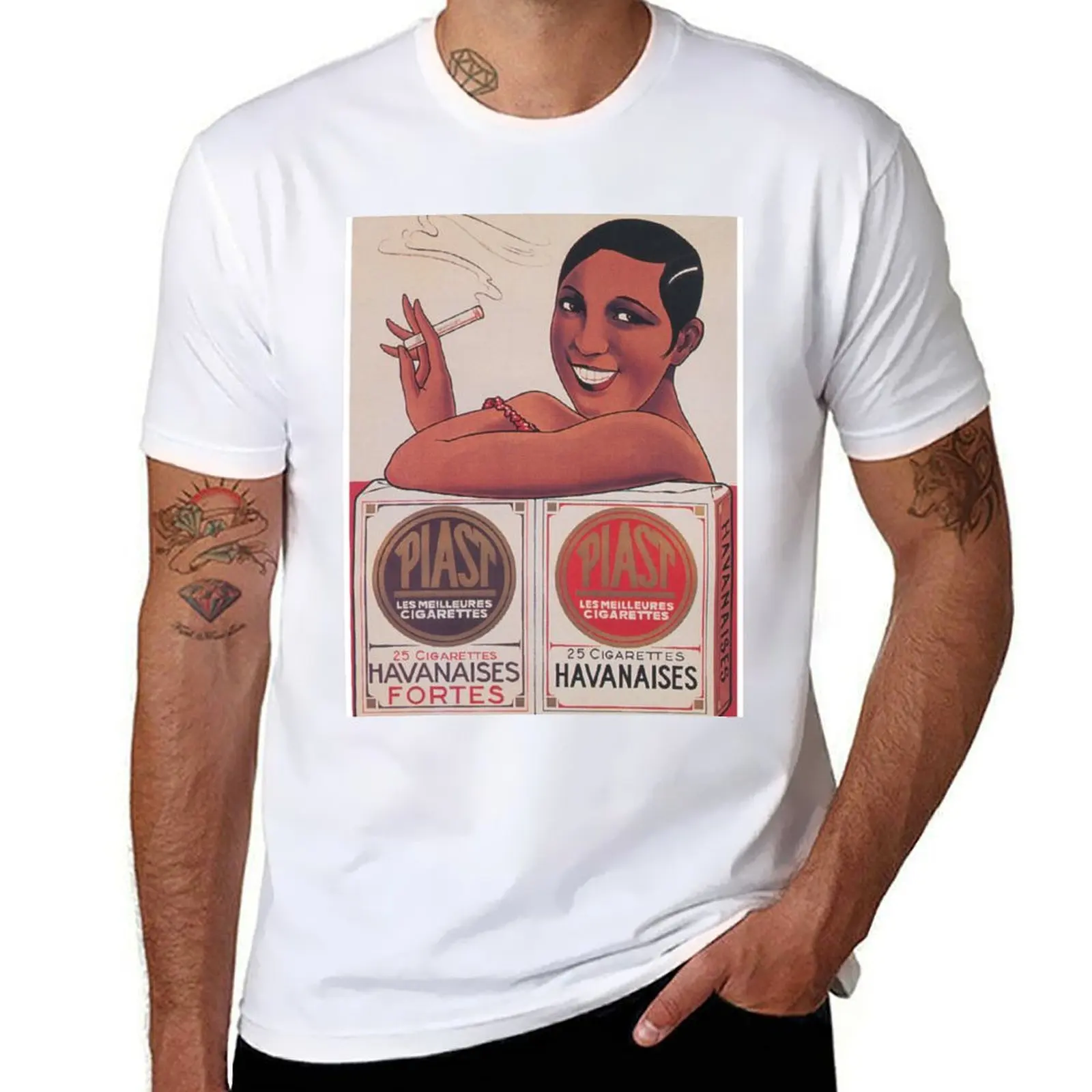 

Josephine Baker Cigarettes, Vintage Poster T-Shirt graphic t shirts for man t shirts for man pack cotton T-Shirt