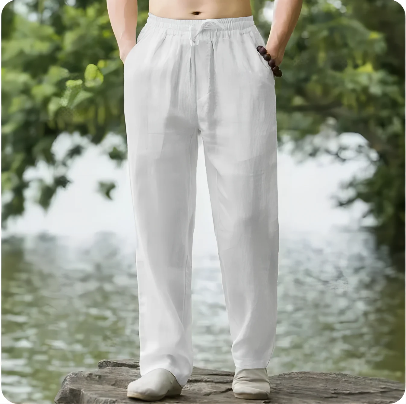 Men's Beach Pants Joggers Streetwear Cotton Linen Sweatpants Casual Pants Hawaiian Vacation Loose Summer Long image 6