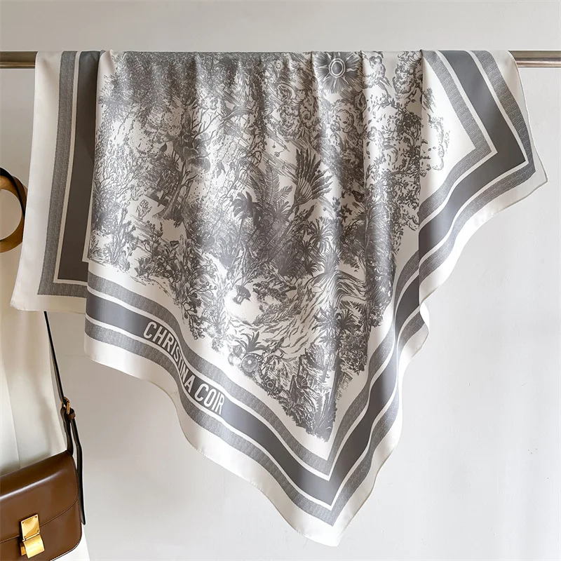 

Шелковый платок 90*90 см с принтом для женщин, модный и универсальный, с надписью CHRISTIAN, бандана