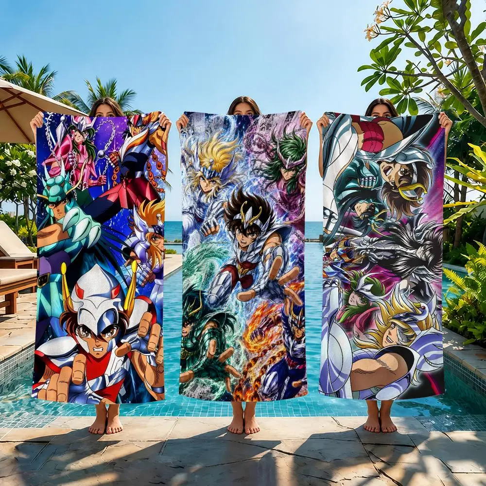 Knights Of The Zodiac Cartoon Towel Beach Towel Quick Dry Absorbent Bath Towel For Swimming Gym Camping Outdoor Sunbathing