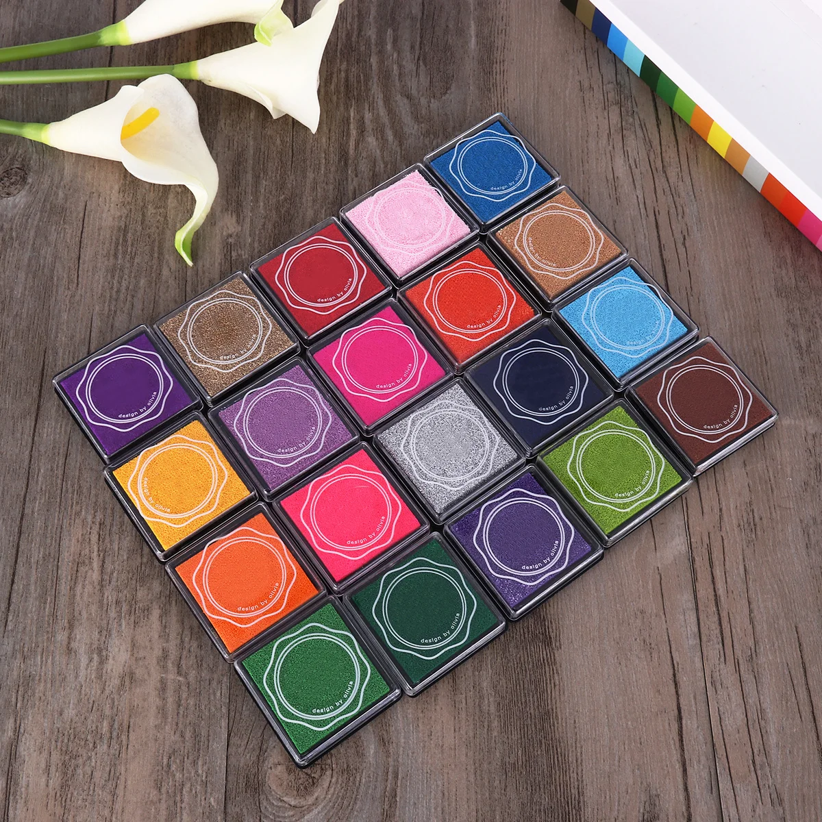 20Pcs Colorful Ink Pads Multi-Color Large Capacity Quick Dry Stackable DIY Craft Stamp Pads for Scrapbooking Finger Painting Art