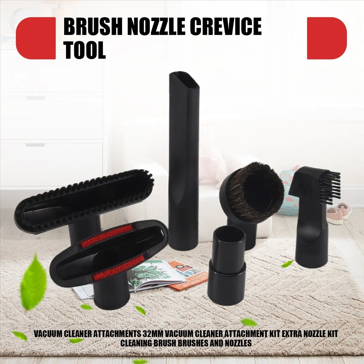 T33C مرفقات المكنسة الكهربائية 32 مم طقم مرفق المكنسة الكهربائية مجموعة فوهة إضافية فرشاة التنظيف والفرش والفوهات #5