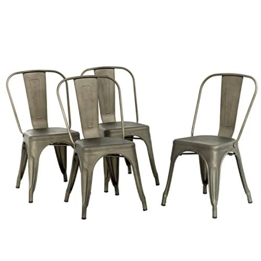 

Metal Chair Dining Chair Set of 4 Patio Chair Home Kitchen Chair 18 Inch Seat Height Dinning Room Chair Stackable Metal Bar Cha