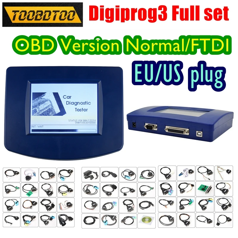 

Digiprog3 Full Set OBD2 Version Normal/FTDI EU/ES Plug Original CPU FTDI CHP Digiprog3 V4.94 Mileage Tool Cables tool