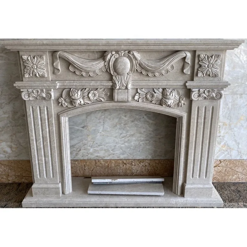 Luxury stone interior hand carved white marble surround marble mantel cover