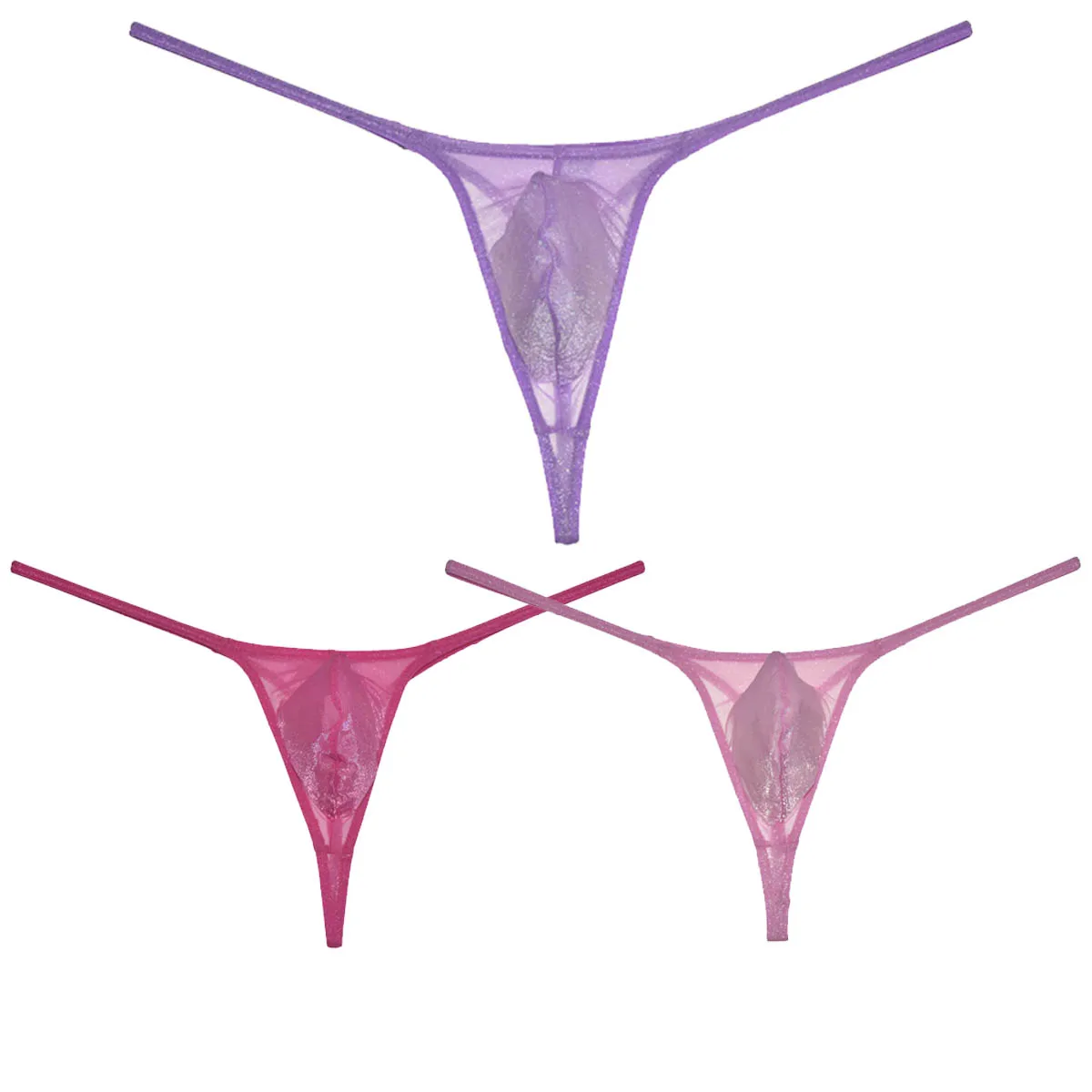 Sexy Men's Sheer G-string See-through Mini Bikini Briefs Ultrathin Tangas Breathable Pouch Tangas Jockstrap Underwear Sissy