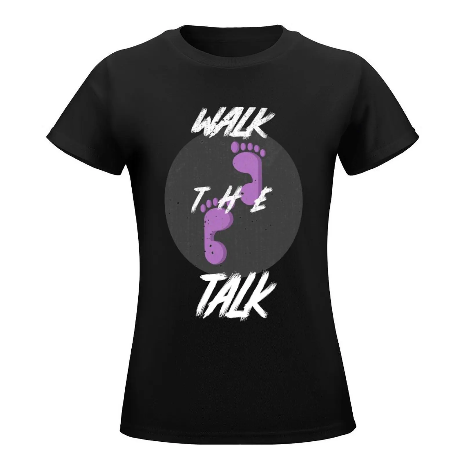 Walk The Talk T-Shirt korean fashion Female clothing plus size tops black t-shirts for Women