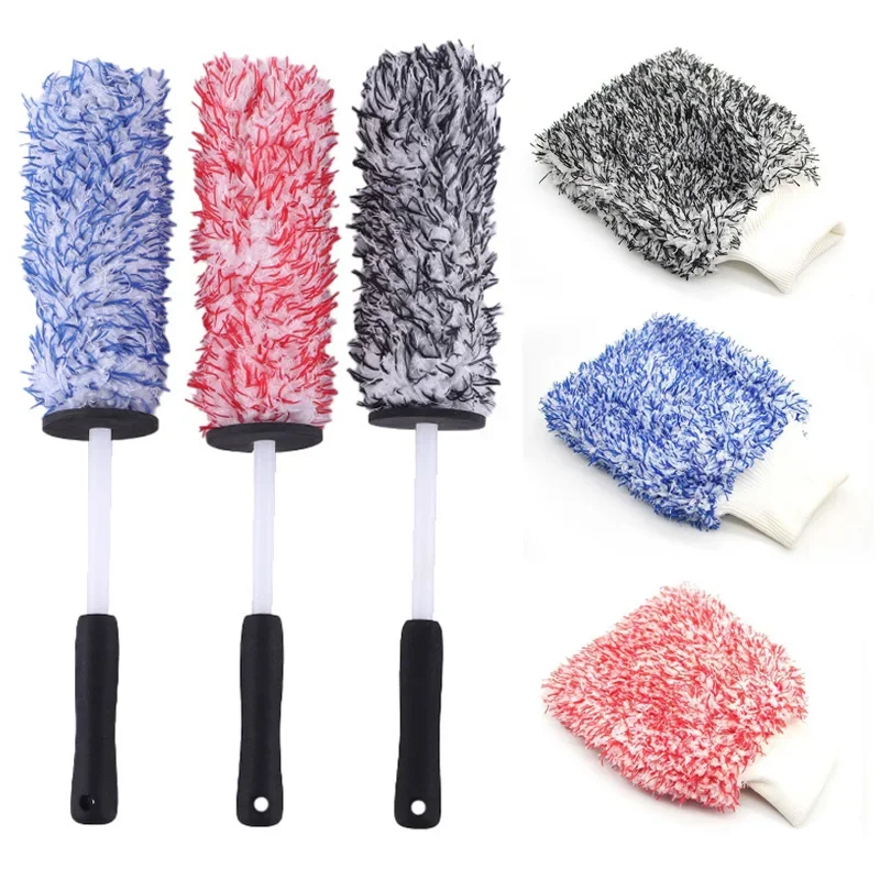 

Microfiber Car Rims Wheel Barrel Wash Brush Premium Wheels Brush Non-Slip Handle Easy To Cleaning Car Accessories