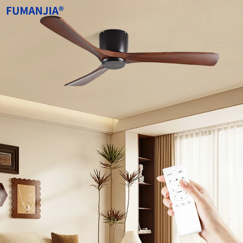 FUMANJIA DC Inverter Ceiling Fan | 6-Speed Remote Control | Solid Wood Blades | Low Ceiling Design | 110-240V Universal Voltage