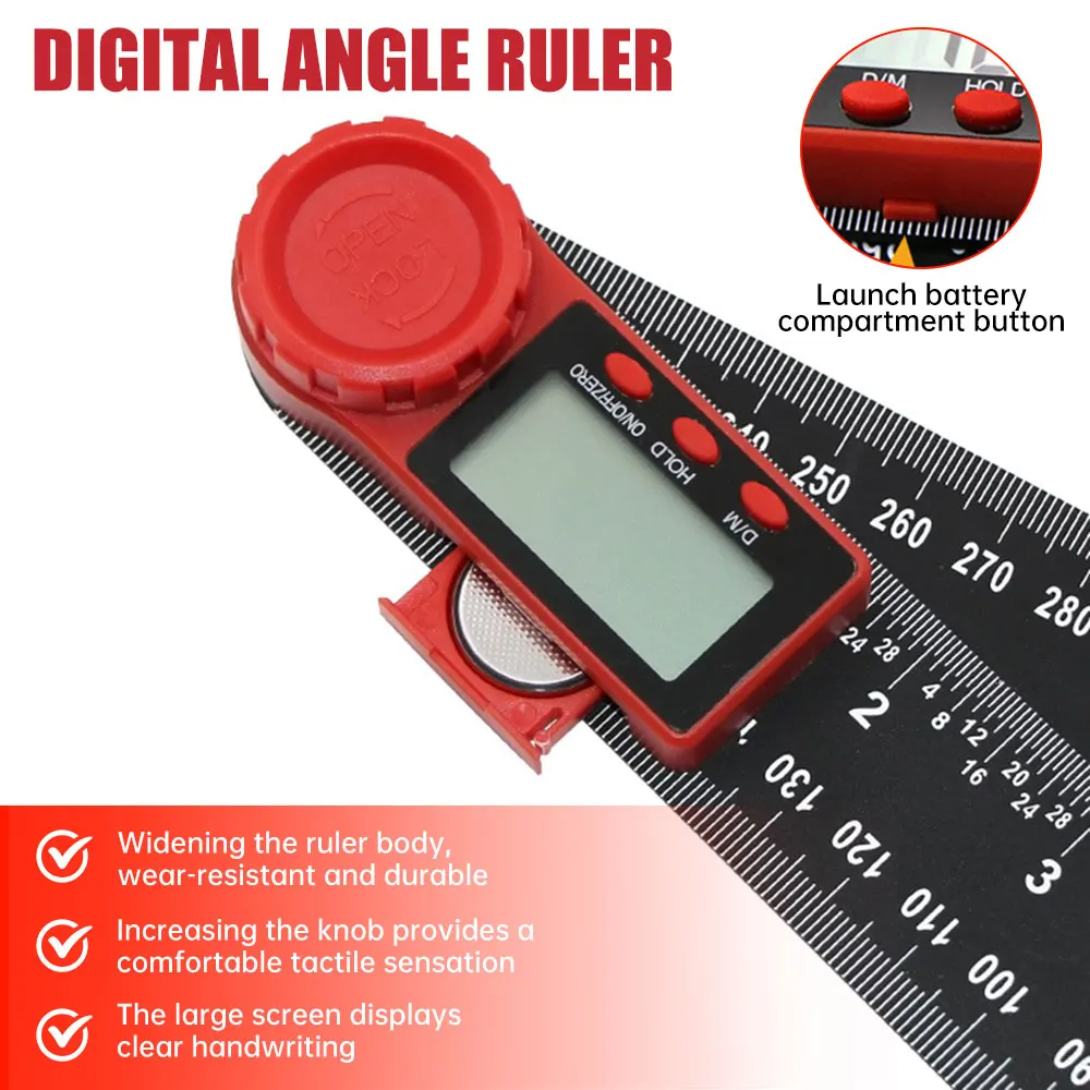 200/300mm Digital Protractor Ruler Angle Finder Ruler Protractor Inclinometer Electron Goniometer Angle Length Measuring Tool