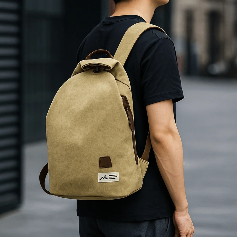 

Large Capacity Canvas Chest Bag Minimalist Design Retro Style Male Crossbody Bag Trend Pattern Casual Single Shoulder Pouch