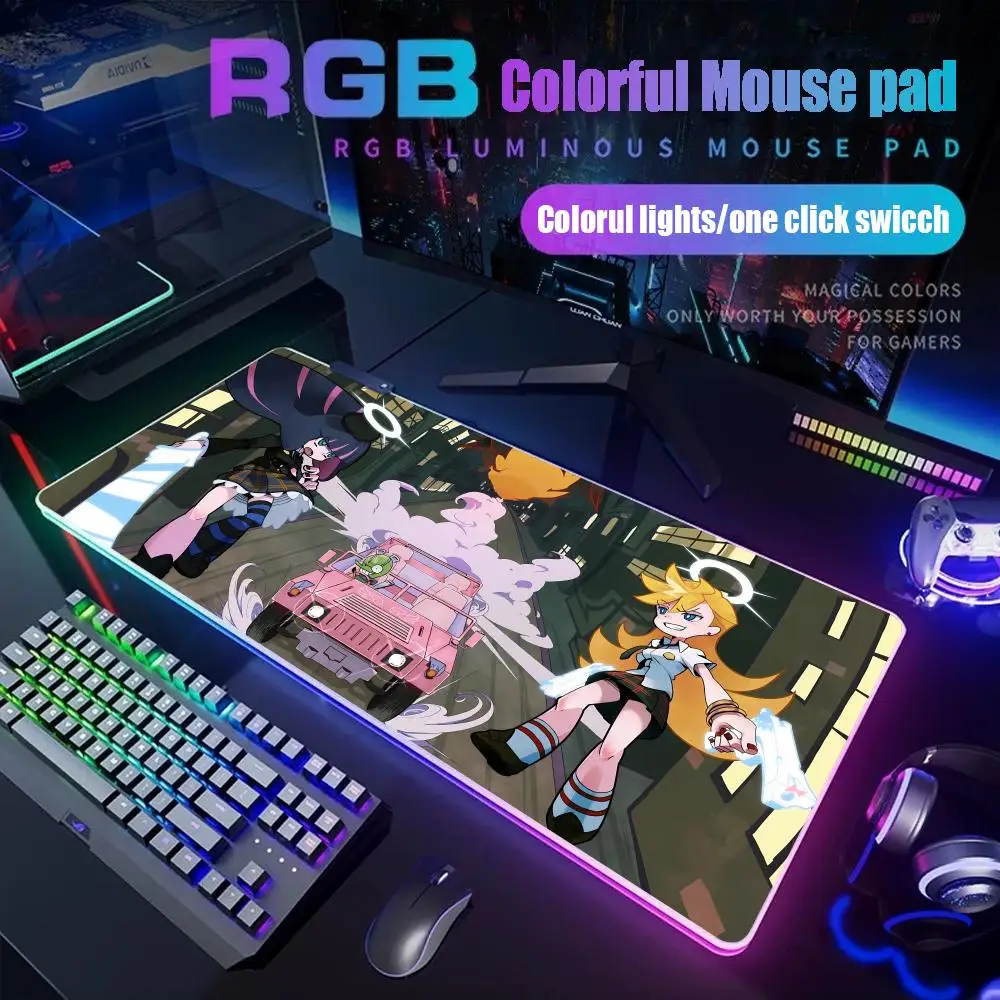 

Panty & Stocking Mouse Pad Gamer Rgb Desk Mat Back Light Led Mousepad Setup Gaming Accessories Deskmat Big Mousepad Backlight