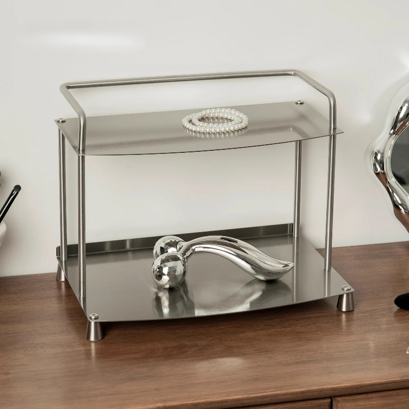 

Stainless Steel Desktop Organizer Minimalist Coffee Mug Holder Multi-Functional Bathroom Shelf Space-Saving Kitchen Storage Rack