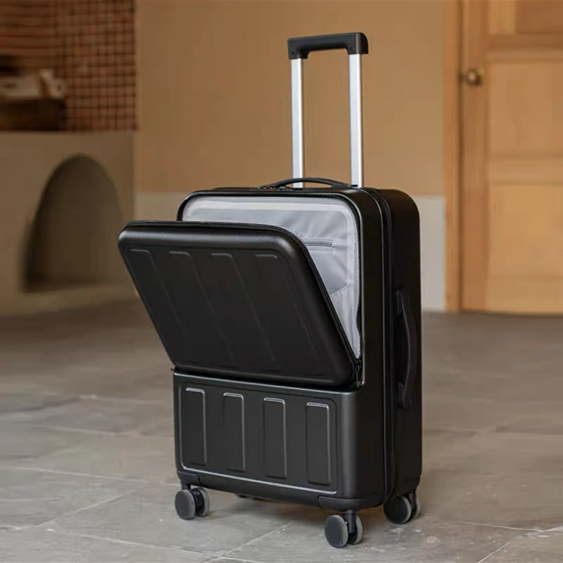 Nieuwe Voorvak Spinner Merk Rollende Bagage 20/22/24/26 Inch Boarding Doos Met Usb-poort Wachtwoord Travel box Trolley Koffer