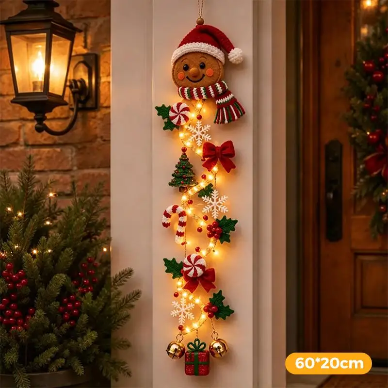 Kerstmagische wandlamp – LED-lichtgevende kerstdecoratie voor de muur, kerstman met slee en rendieren, hangdecoratie voor feestjes.