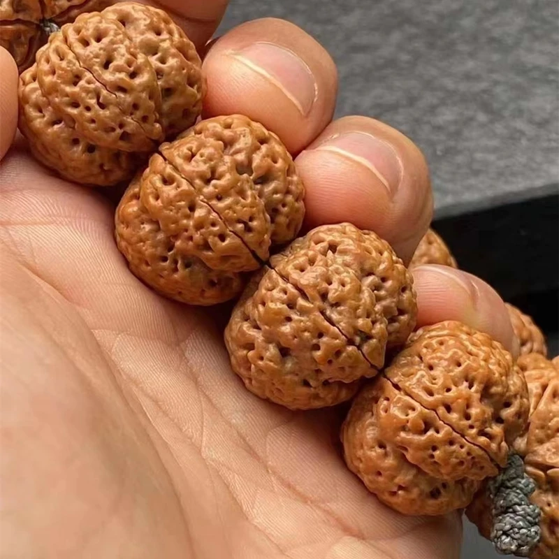 Genuine Goods Natural Seed Nepal Big Rudraksha Beads Bracelet Faces Five-Double Flat Ta