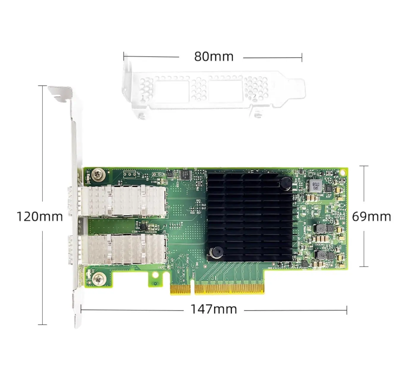 Mellanox MCX4121A-ACAT NIC MFA2P10 أصلي-AOC 25G 7/10M ConnectX-4 RDMA RoCEv2 PCIe3.0x8 مجدد