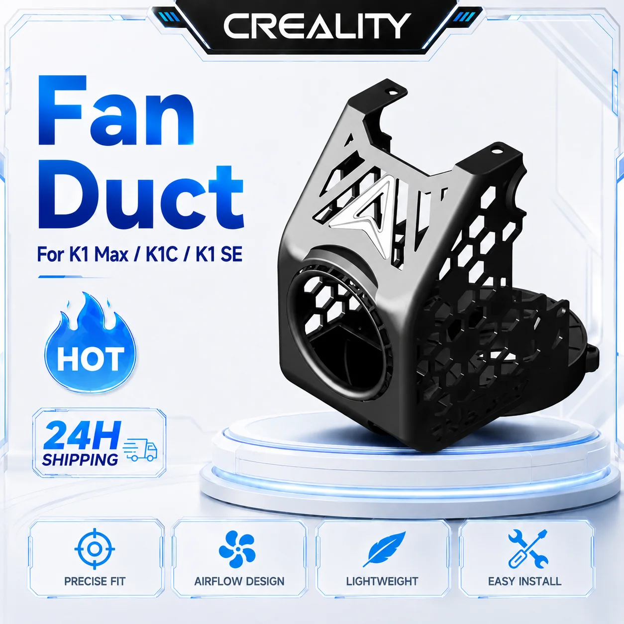 Creality Ben2c Nautilus K1 Max Fan Duct 360° Circular Cooling Flow Fan Duct For K1 Max/k1c/k1 Se Upgraded 3d Printer Accessories