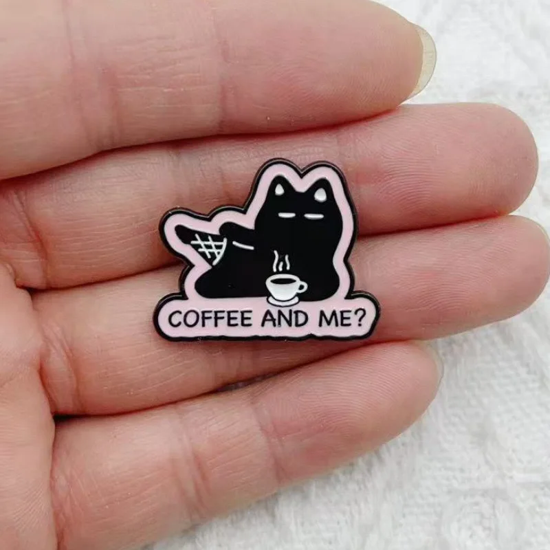 4pcs European and American retro creative hip-hop personality cartoon black cat series styling metal brooch versatile bag clothi view 3