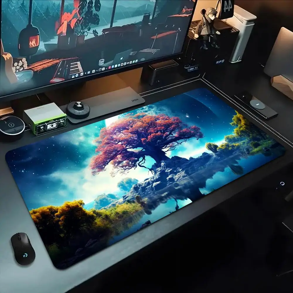 

Sakura Tree On A Hill Mouse Pad 500X1000 mm Large Gaming Mousepad Gamer XL Rubber Otaku Keyboard Pad Laptop Desk Mat
