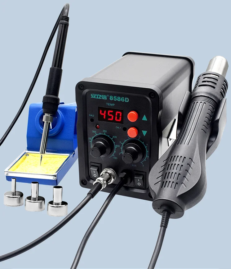 Hot air gun two in one 8586D electric soldering iron digital display thermostat welding station electronic welding repair tool