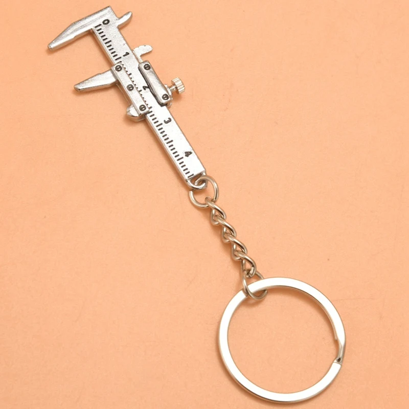 Useful Mini Vernier Caliper Tool Pendant Slider Slides Keyring Key Chain 10CM