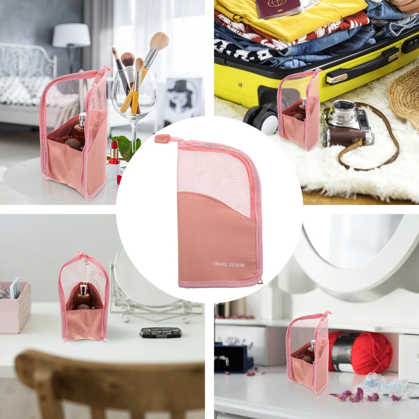 حامل فرشاة مكياج للسفر، صغير الحجم، سعة كبيرة، منظم فرش المكياج، حقيبة أقلام رصاص للسفر #4
