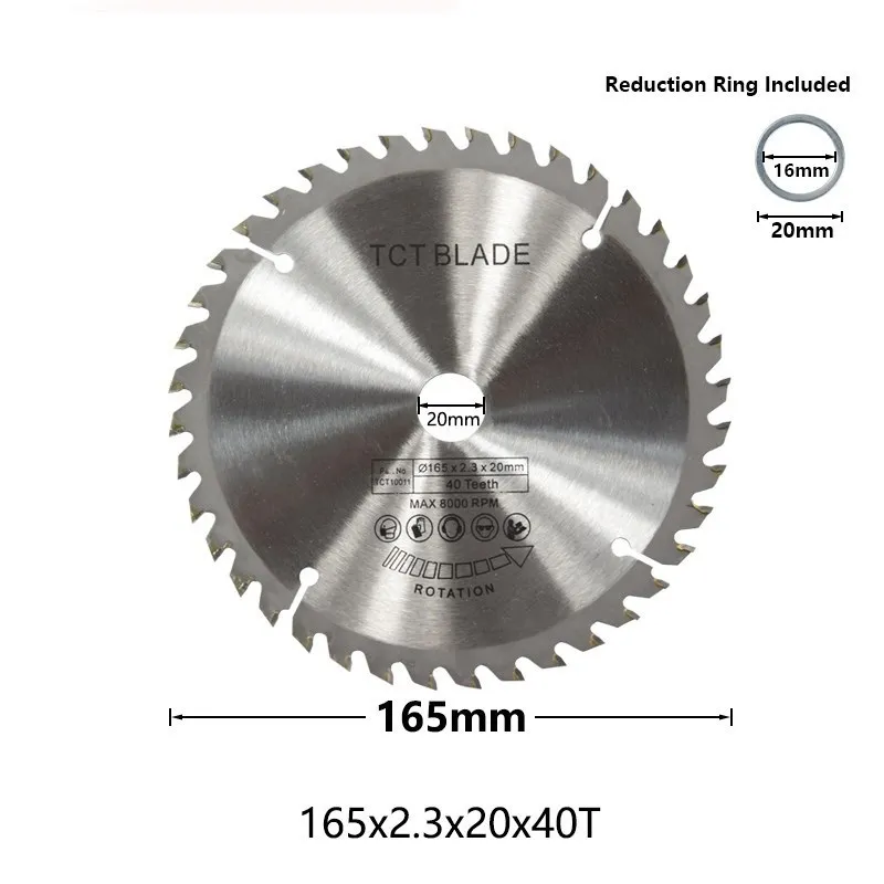 CMCP 165 mm TCT-Kreissägeblatt 24/40/48/60T Hartmetall-Sägeblatt für Holzbearbeitungswerkzeuge Holzschneidscheibe