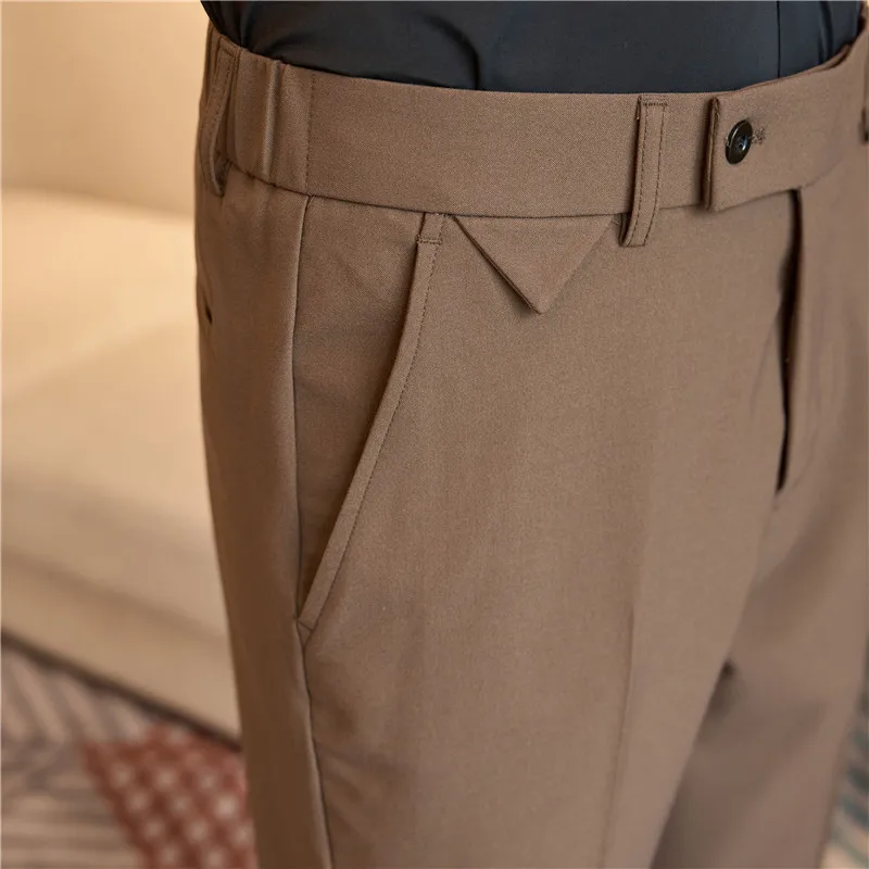 2024 primavera moda Slim Fit pantaloni da uomo Business Casual pantaloni da ufficio di alta qualità confortevole elastico in vita abbigliamento da