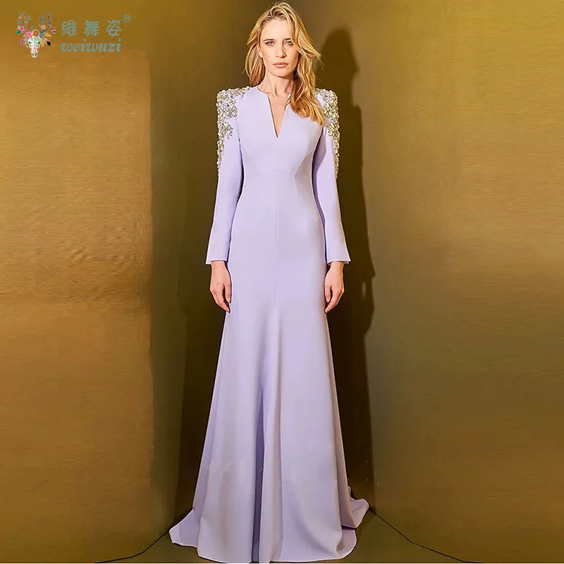 

Exquisite Luxury Heavy Industry Nail Bead Inlaid Diamond Waist Cinching Front Slit Small Tail Suit Long Skirt Host Evening Dress