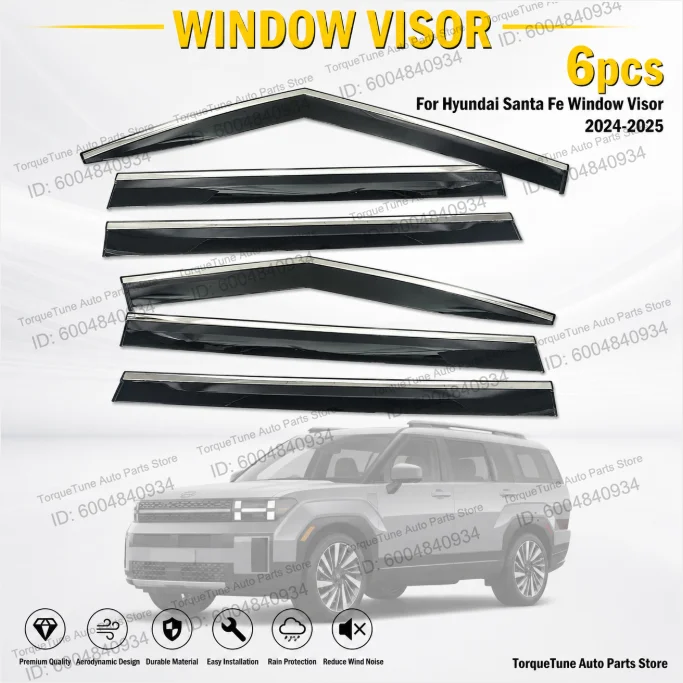 For 2024-2025 Hyundai Santa Fe Side Window Wind Visor, Easy Install Durable Door Shield Exterior Auto Parts