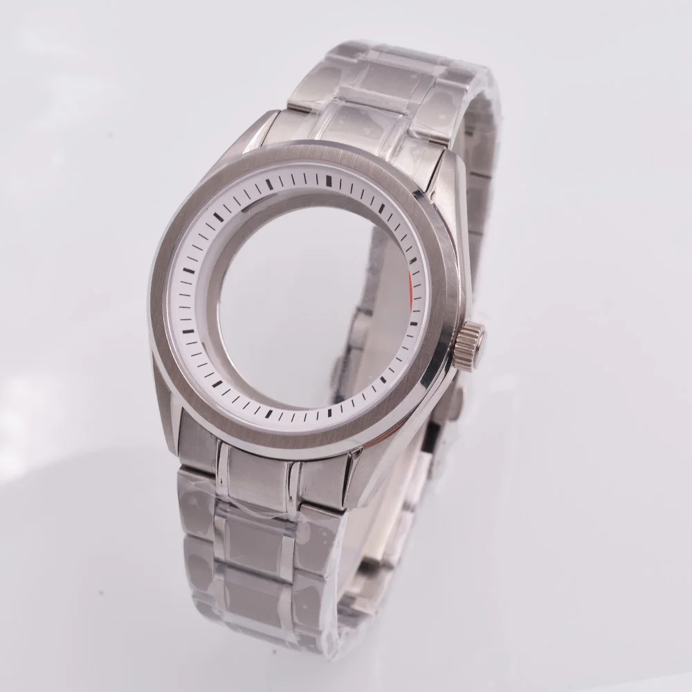 40mm White/Blue/Orange/Black Chapter Ring Watch Case Sapphire Glass Transparent Back FIT NH34 NH35 NH36 Movement