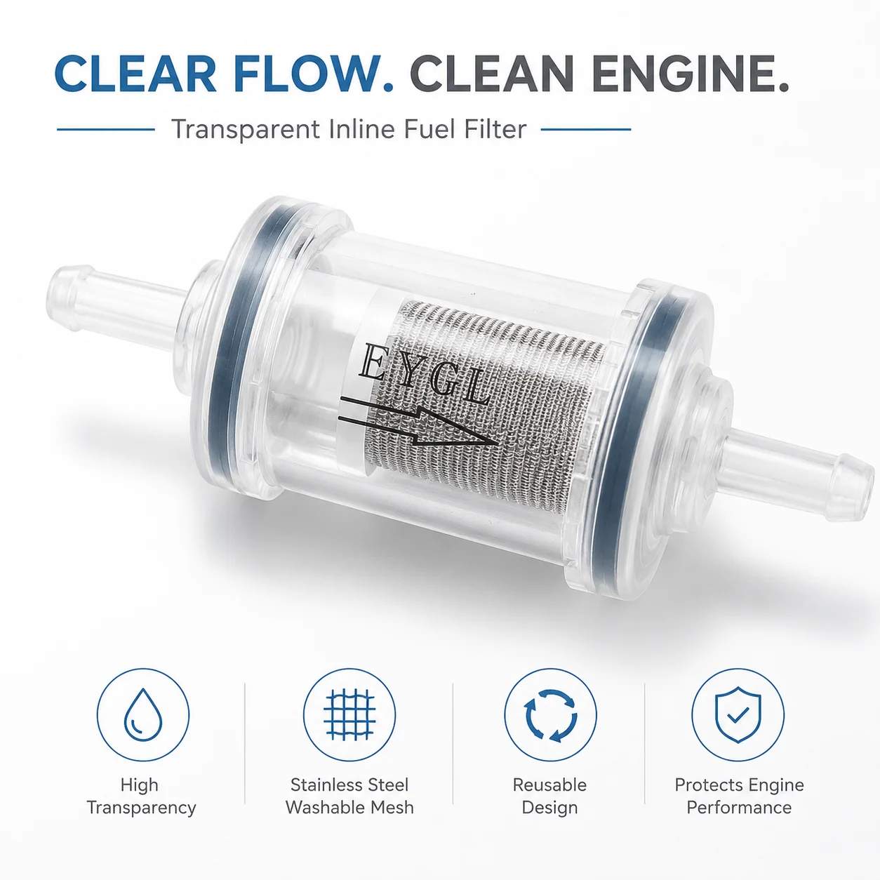 Transparent Removable Washable Fuel Filter Stainless Steel Mesh Filter Element For Motorcycle Parking Heater Diesel Filter