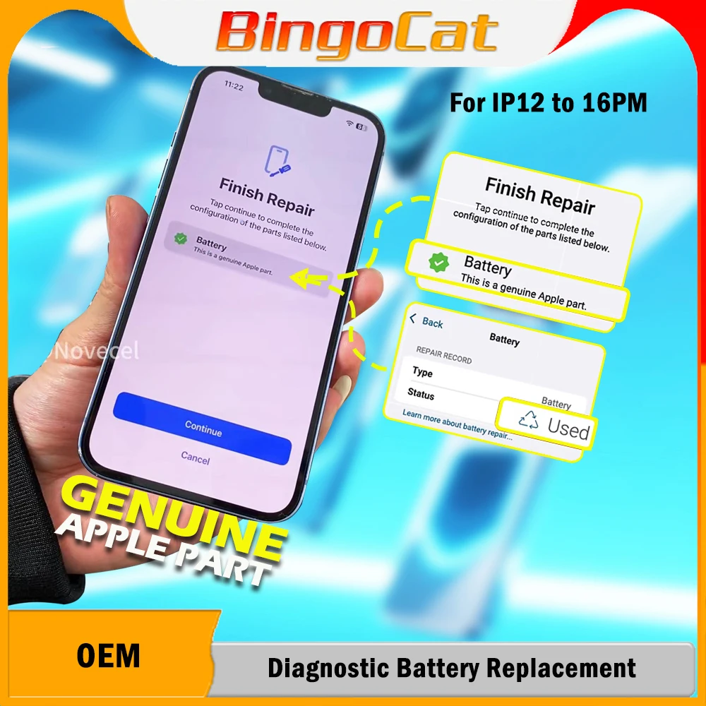 

5pc Diagnostic Battery Show Genuine Part With TI Board for iPhone 12 13 Pro max 14 Plus 15Pro max 14Pro Bateria 100% Healthy
