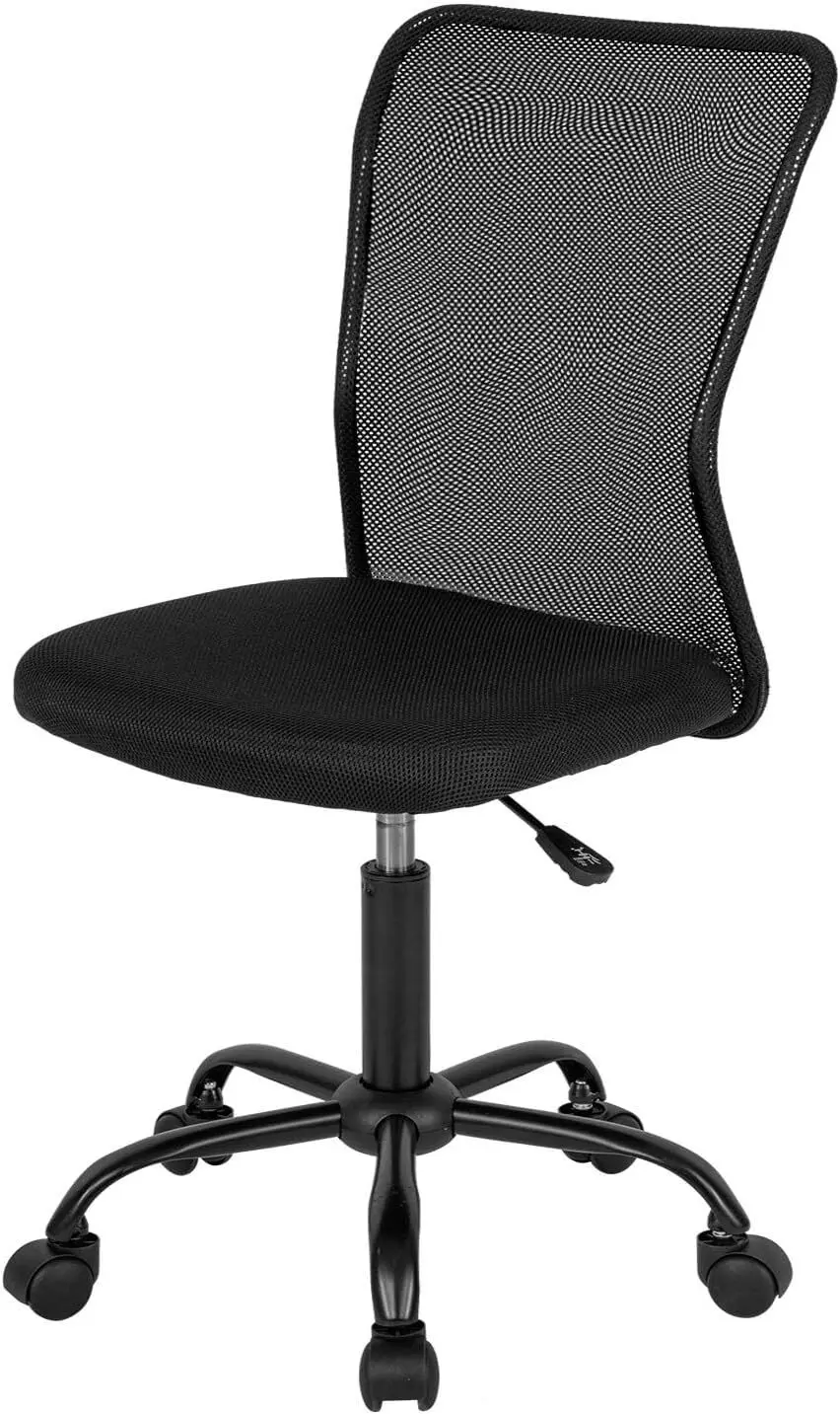 Comfortable Mesh Mid-Back Computer Chair Armless Lumbar Support Adjustable Swivel Rolling Home Office