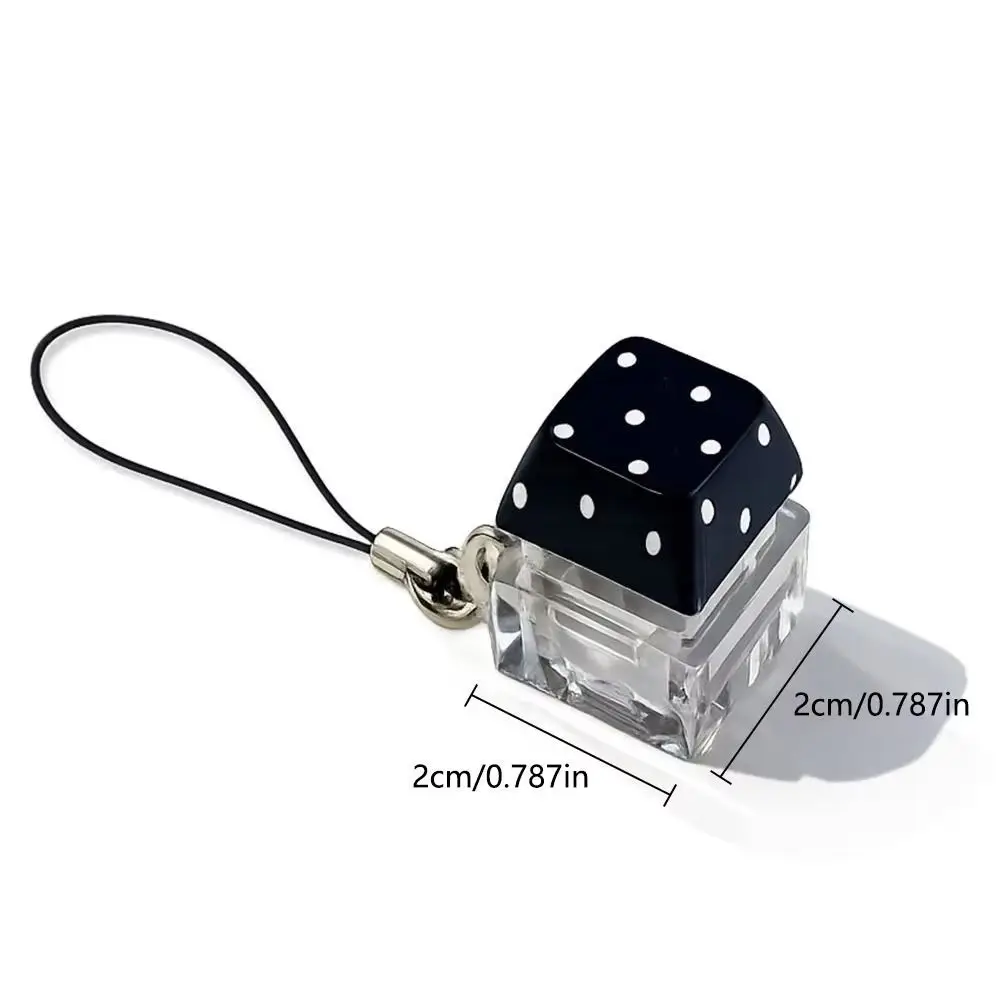 Klickender Fidget-Button, niedlicher Stern-/Polka-Dot-Druck, Mini-Klicker-Anhänger, Tastaturtasten-Form, transparente Basis – Detail 1