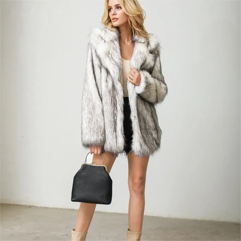 Winner Lapel Fur Coat Women Warm Suit Collar Faux Fur Jacket Fluffy Soft Luxury Brand Design Fur Coats Trendy Thick Outerwear