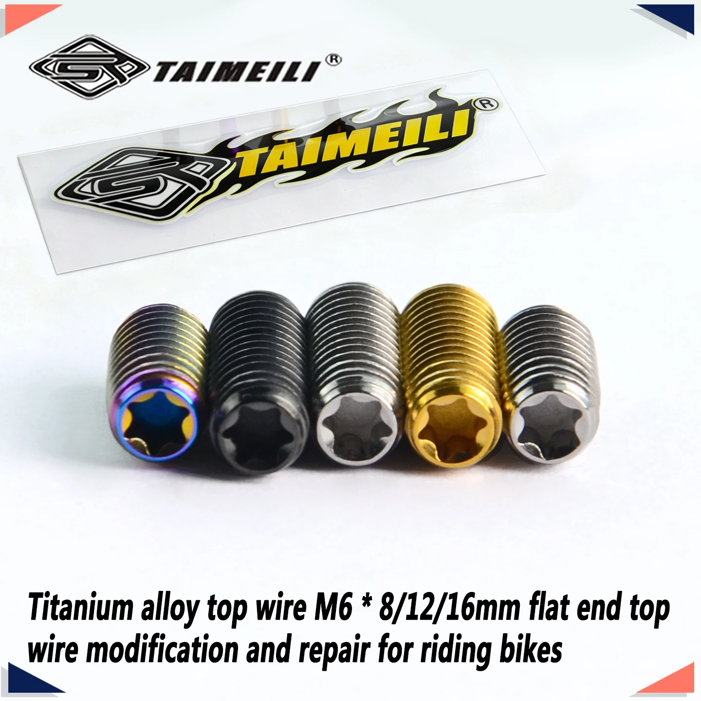 TAIMEILI Titanium Alloy Flat End Set Screws M6x8/12/16mm Bicycle Mod Repair Fasteners 2/4/6/8/10Pcs