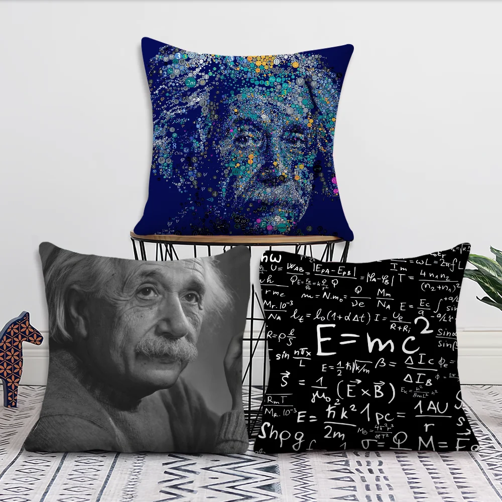 Art Albert E-Einstein M-Math Pillow Case Square Cushion Room Bedroom Headboard Sofa Living Backrest Car Accessories Nap Time