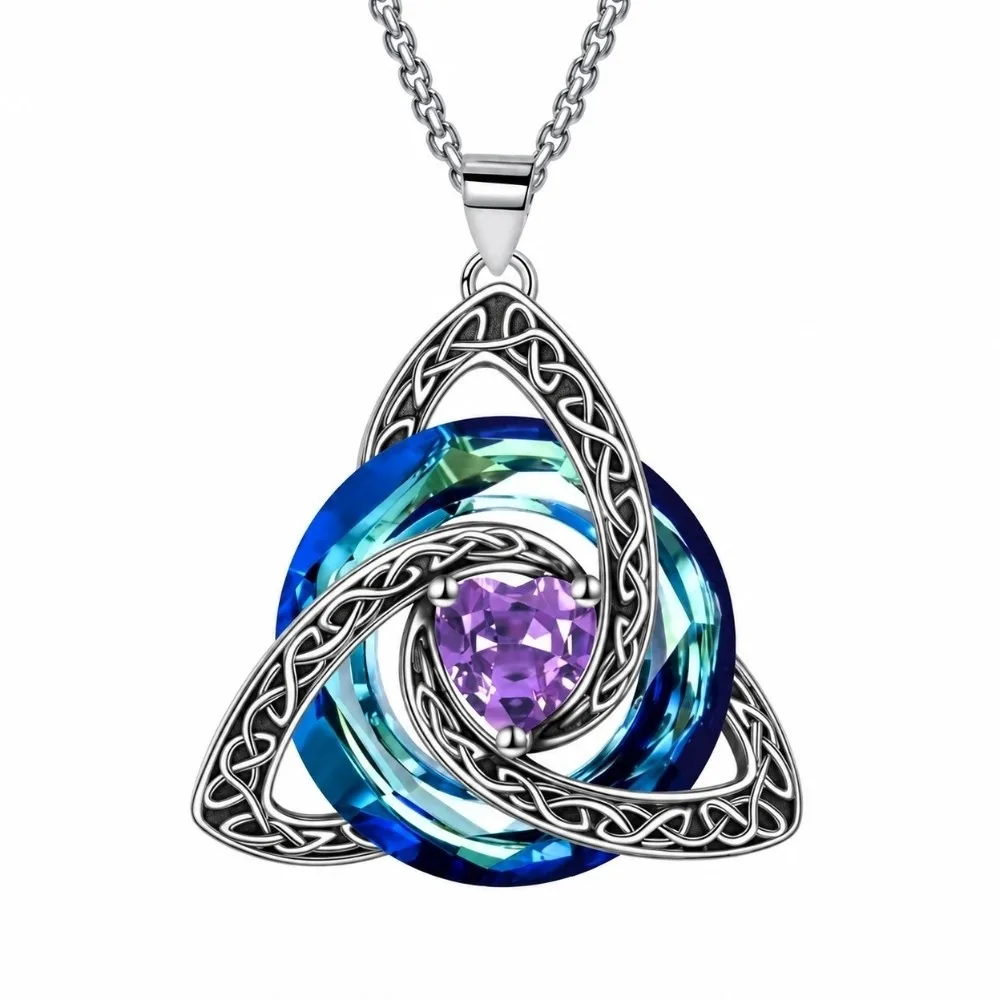 New Knot Shape Witch Knot Necklace Zircon Gemstone Adjustable Chain Zircon Necklace Birthstone Necklace Daily Wear
