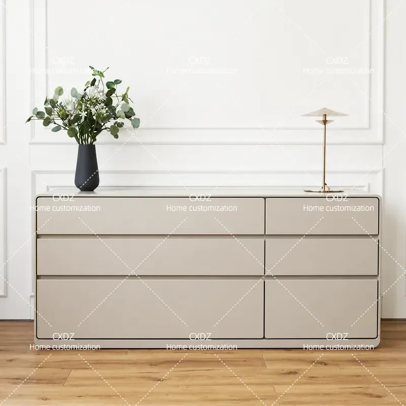 Nordic High Gloss Six Drawer Chest Cabinet Modern Simple Bedroom TV Stand Storage Unit Locker Decorative Furniture