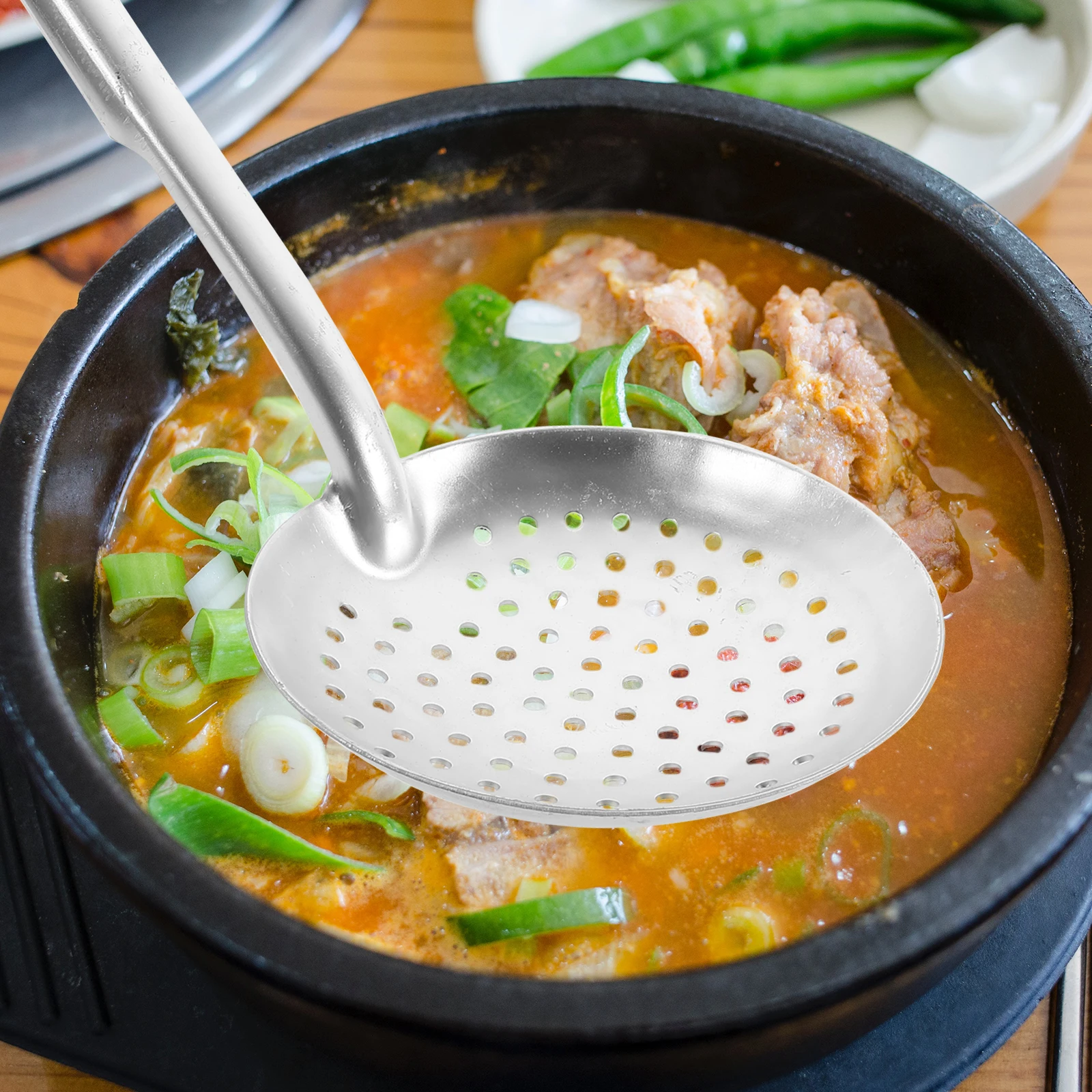 

Aluminum Colander Perforated Holes Long Handle Anti-Scald Smooth Wear Resistant Kitchen Supplies Home Restaurant Noodle
