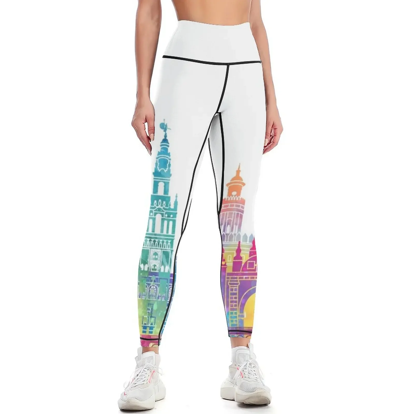 

Seville landmarks watercolor poster Leggings sport set high waist Women's sports Women's high waist Womens Leggings